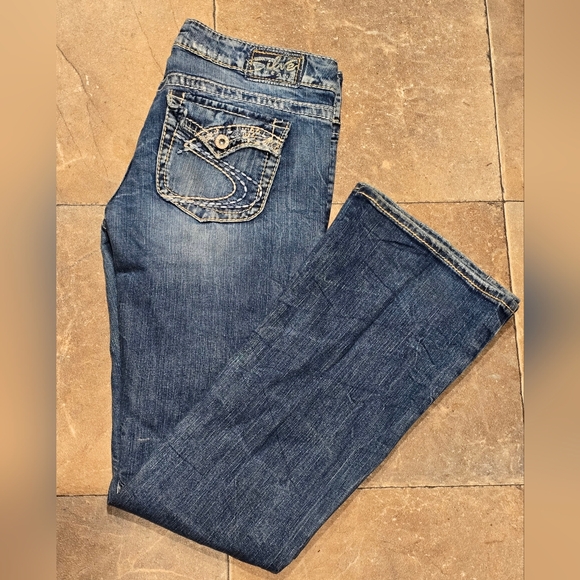 Silver Jeans Pioneer Style Distressed Bootcut Size 29 Waist - Picture 1 of 15